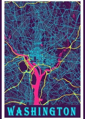 Washington Map Neon