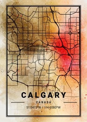 Calgary Ara Watercolor Map