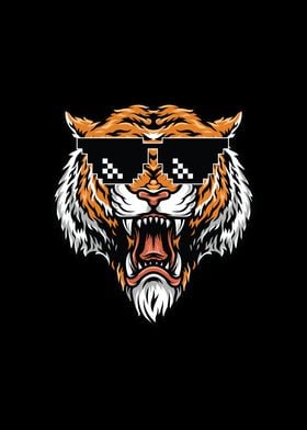 Tiger With Pixel Glass