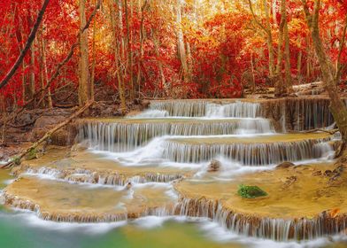 Colorful Autumn Waterfall