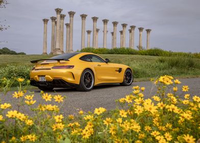 Yellow mercedes AMG GT R