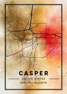 Casper Ara Watercolor Map