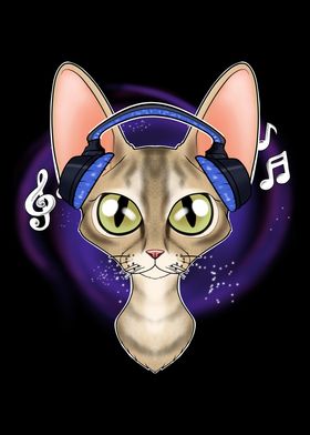 Cute Devon Rex Cat I Music