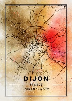 Dijon Ara Watercolor Map