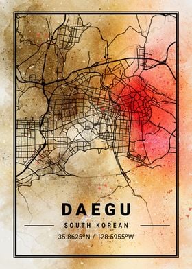 Daegu Ara Watercolor Map