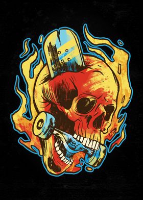 Burning Skull Skateboard