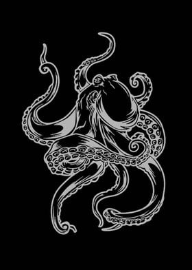 Octopus black white