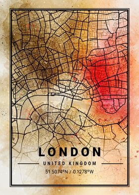 London Ara Watercolor Map