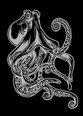 Octopus black white