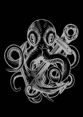 Octopus black white