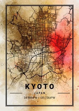 Kyoto Ara Watercolor Map