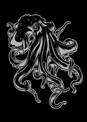 Octopus black white