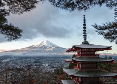 Red And Gray Pagoda Temple