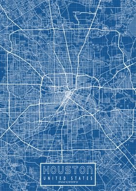 Houston City Map Blueprint