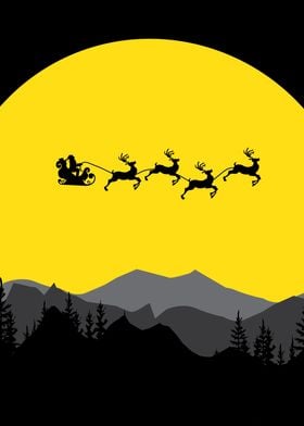 Santa Claus flying moon