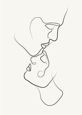 Woman men couples line art