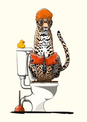 Leopard on the Toilet