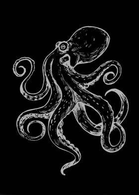 Octopus black white