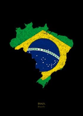 Brazil Brazilia Flag Map