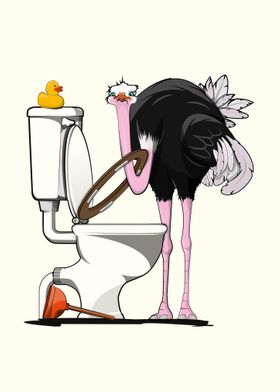 Ostrich on the Toilet