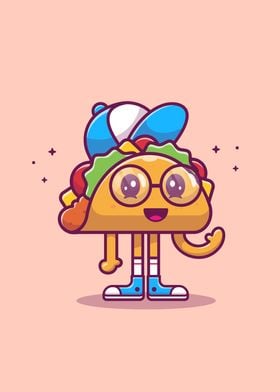 Cute Taco Wearing Hat 