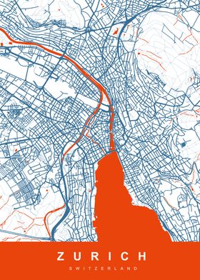 ZURICH Map SWITZERLAND