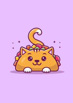 Cute Cat Taco Cartoon