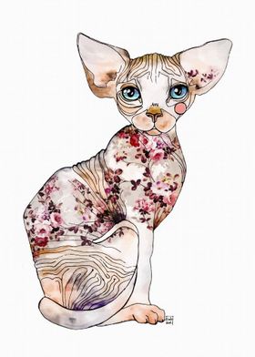 Sphinx cat Drawing Poster