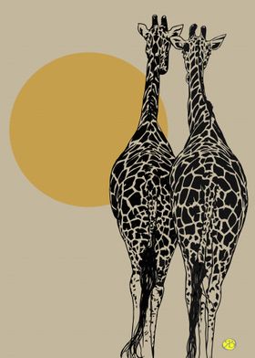 Couple Giraffe Vintage art