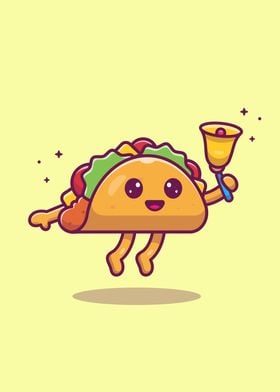 Cute Taco Holding Bell