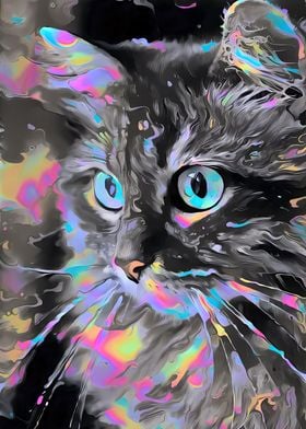 Abstract Psychedelic Cat