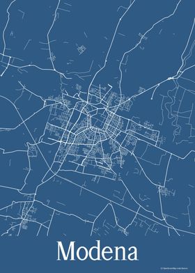 Modena Italy Blue Map