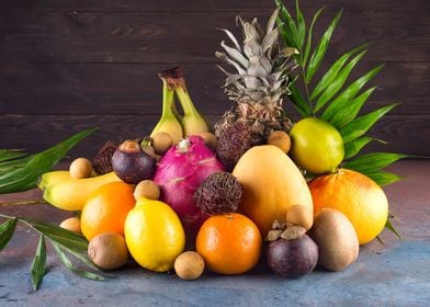 Assortment of exotic fruit