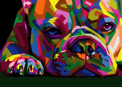 colorful dog head pop art