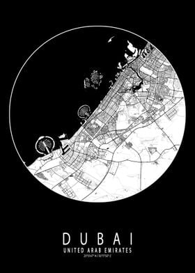 Dubai City Map Full Moon