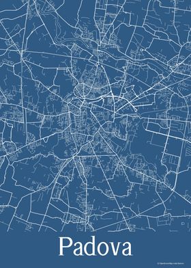 Padova Italy Blue Map