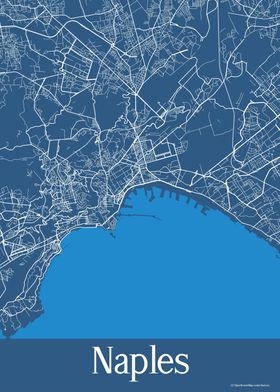 Naples Italy Blue Map