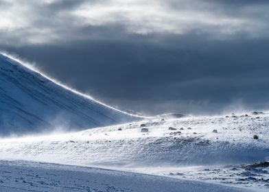 Windy snow hills