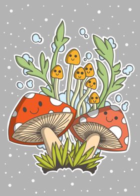 Mushroom Doodle Poster