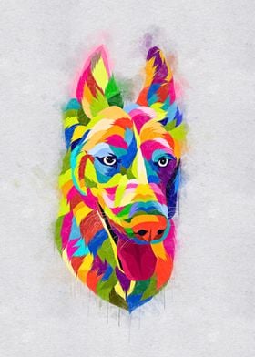 Dog painting colorful