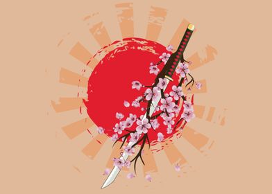 Katana with sakura flowers