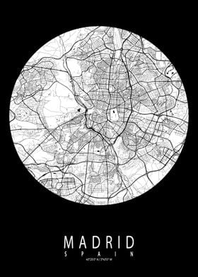 Madrid City Map Full Moon