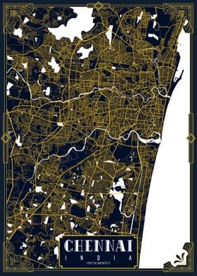 Chennai City Map Gold