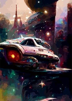 car in space