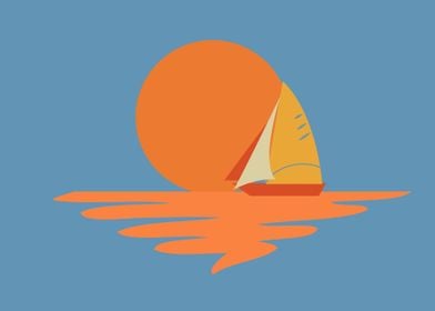 Sunset Sea Boat Sailing