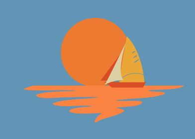 Sunset Sea Boat Sailing