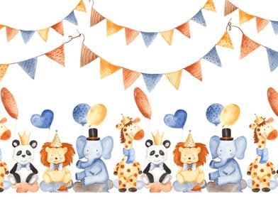 Animal Party Watercolor 