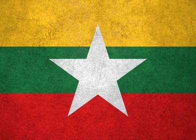 Flag of Myanmar on Wall