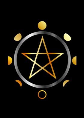 moon and golden pentacle	