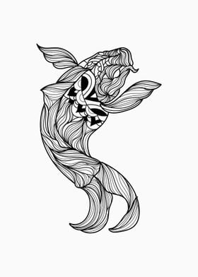 Koi Fish Mandala White 4